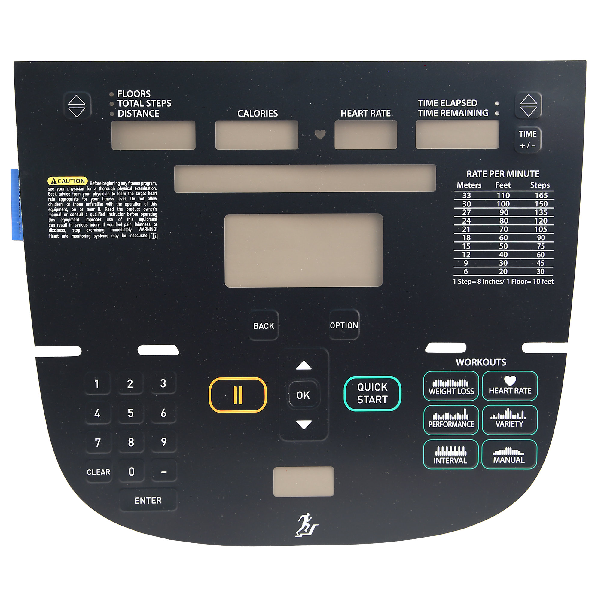 Overlay and Keypad, P30, CLM-10 835, Precor