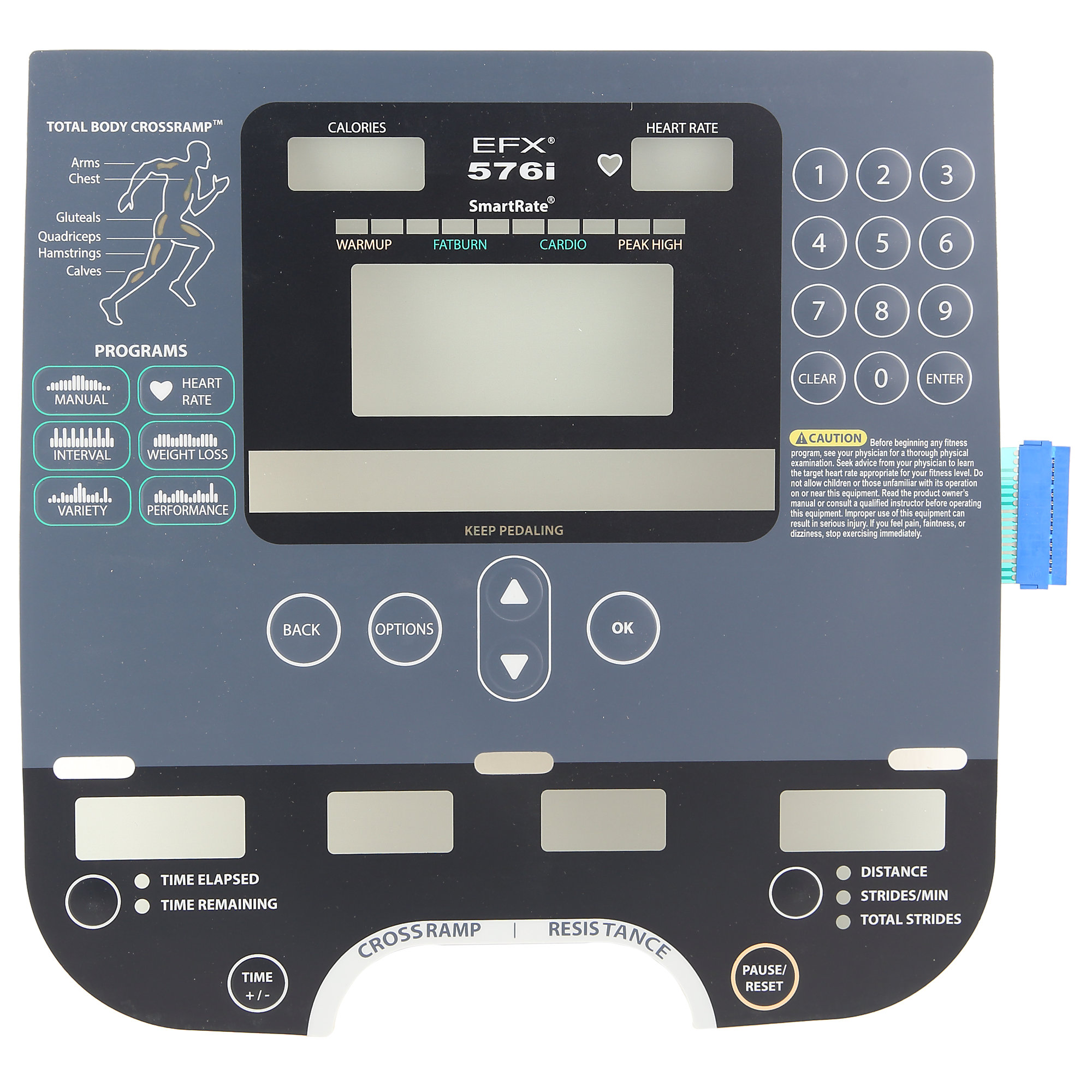 Overlay and Keypad, fits certain EFX 576i, Precor