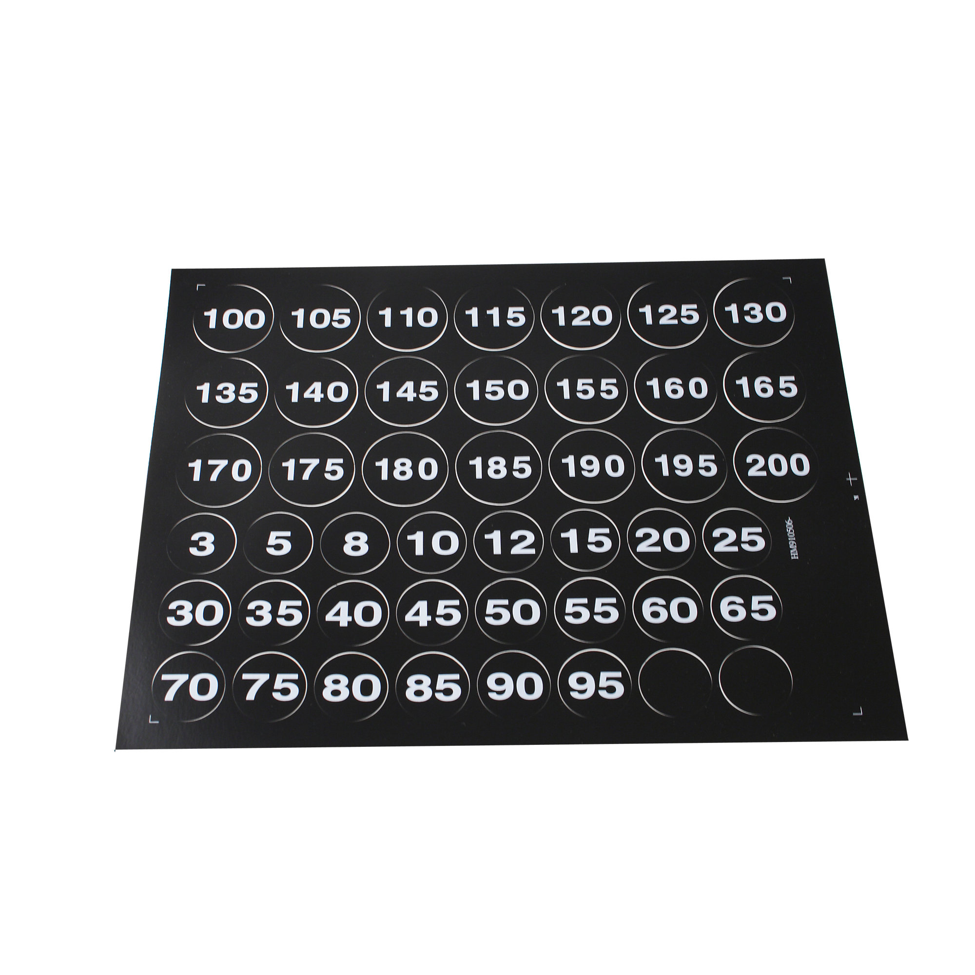 Weight Stack Labels, White Numbers on Black Background