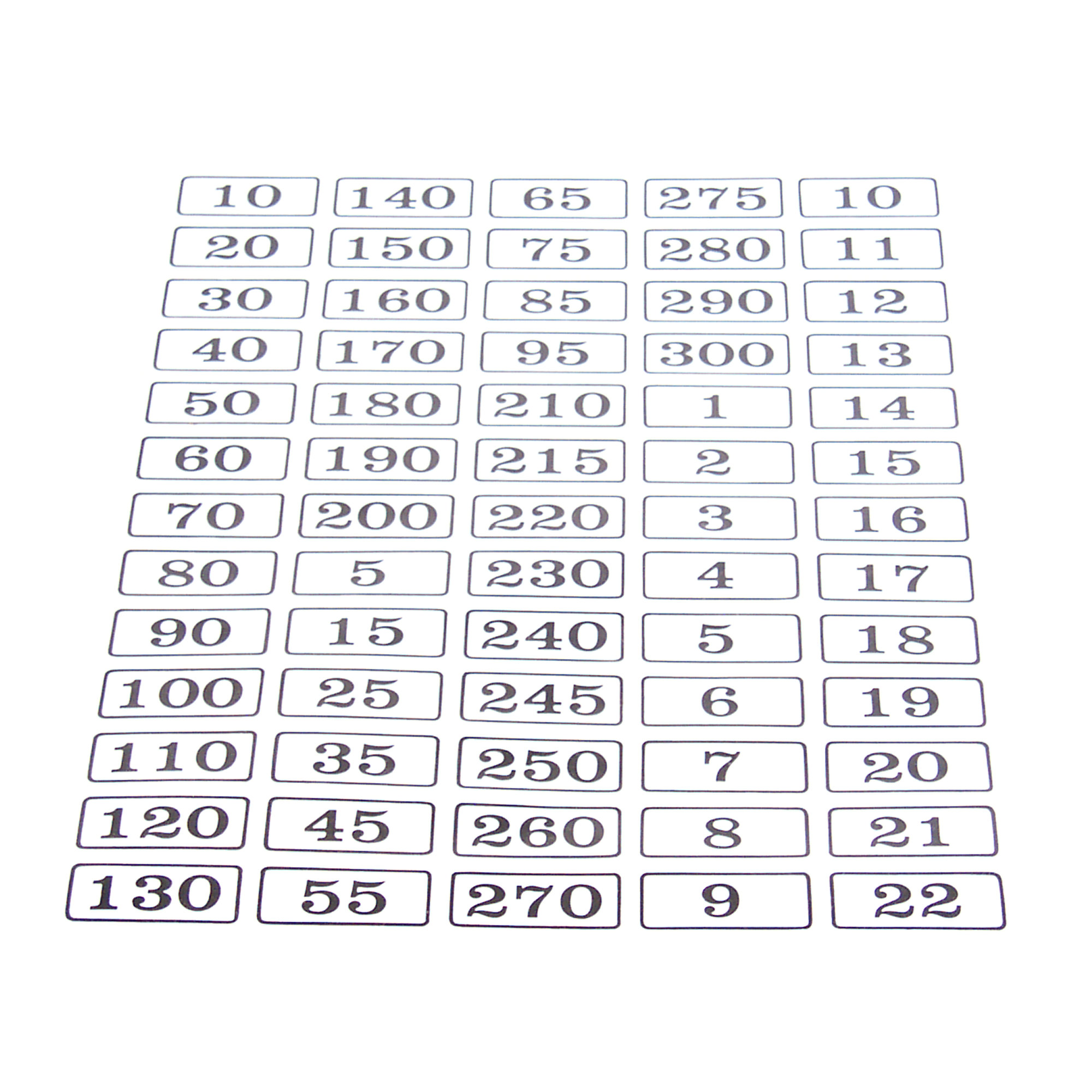 Weight Stack Labels | Black Numbers on White Background