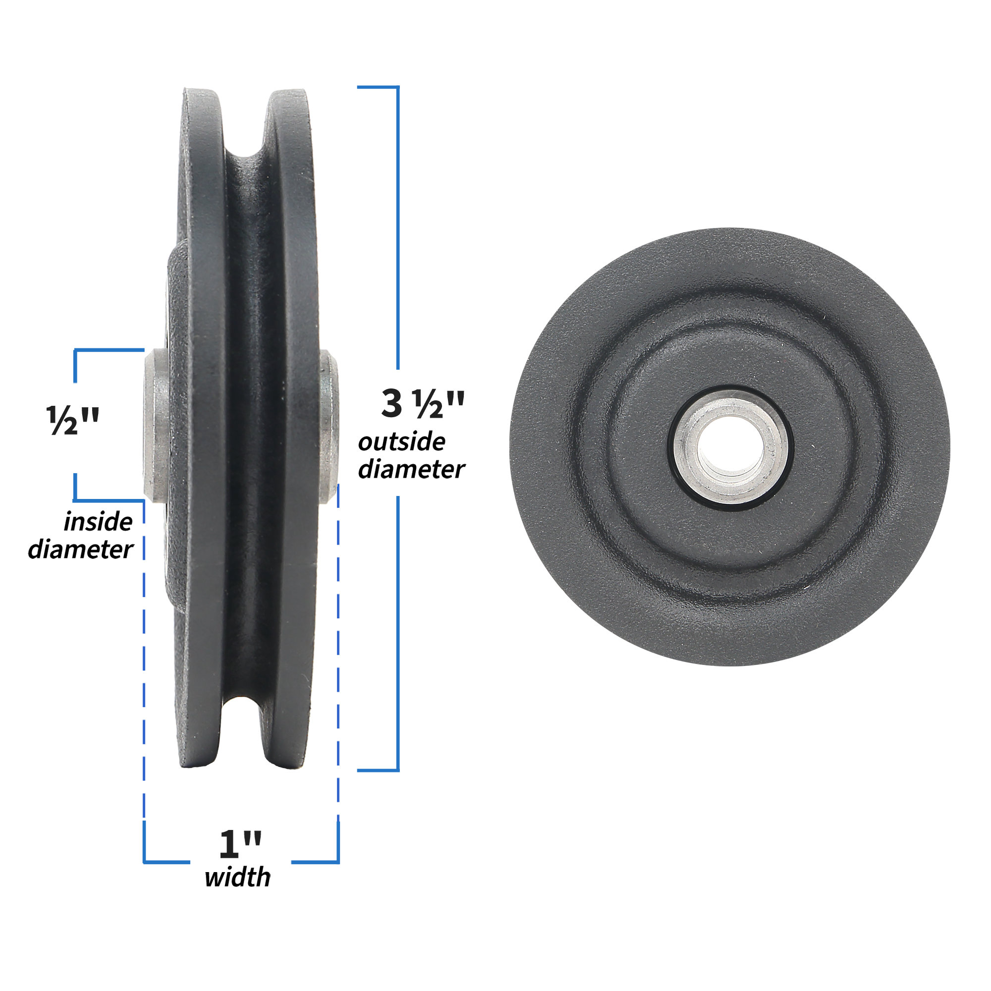 Cable Pulley, 3.5" Diameter with 1/2" Hole