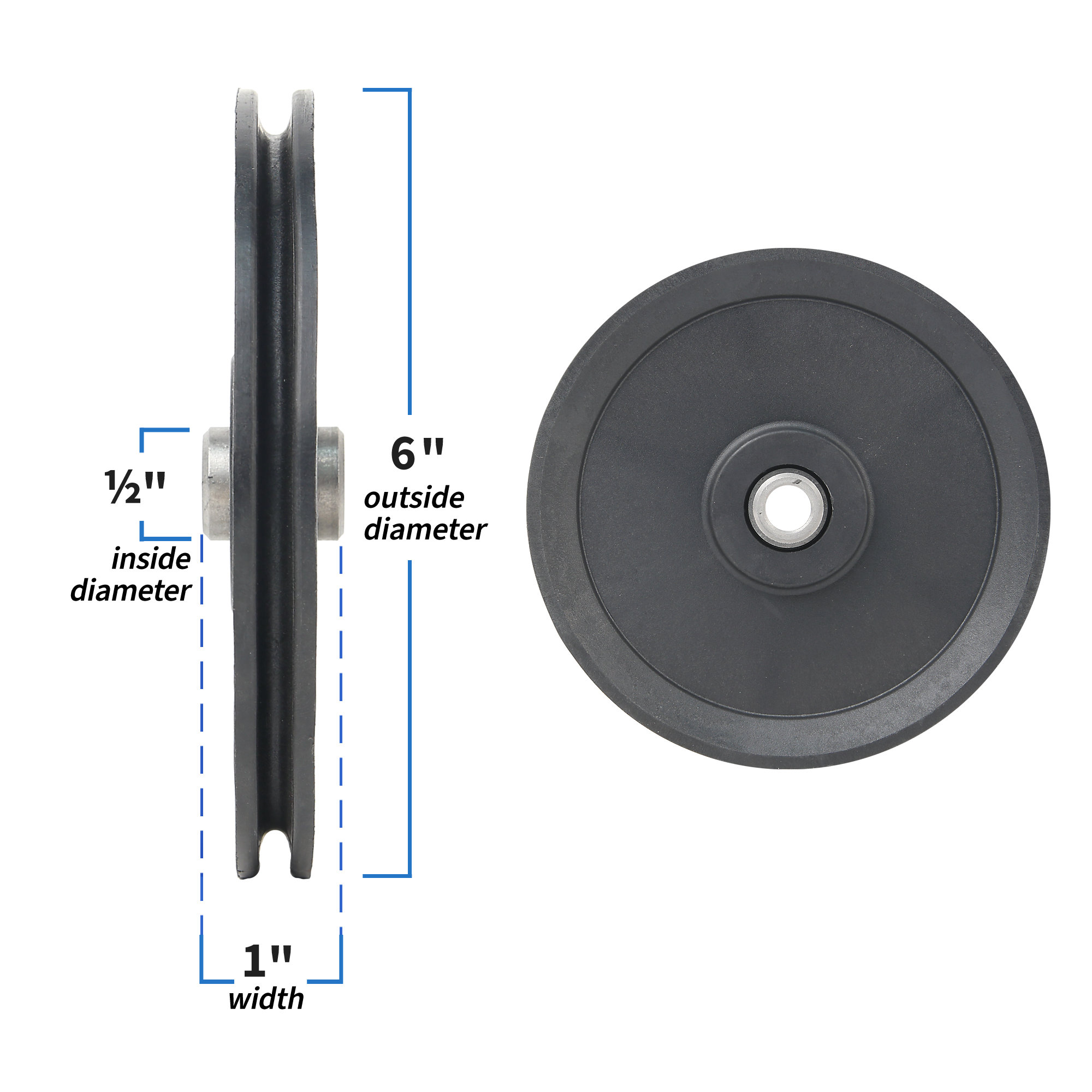 Cable Pulley, 6" Diameter with 1/2" Hole