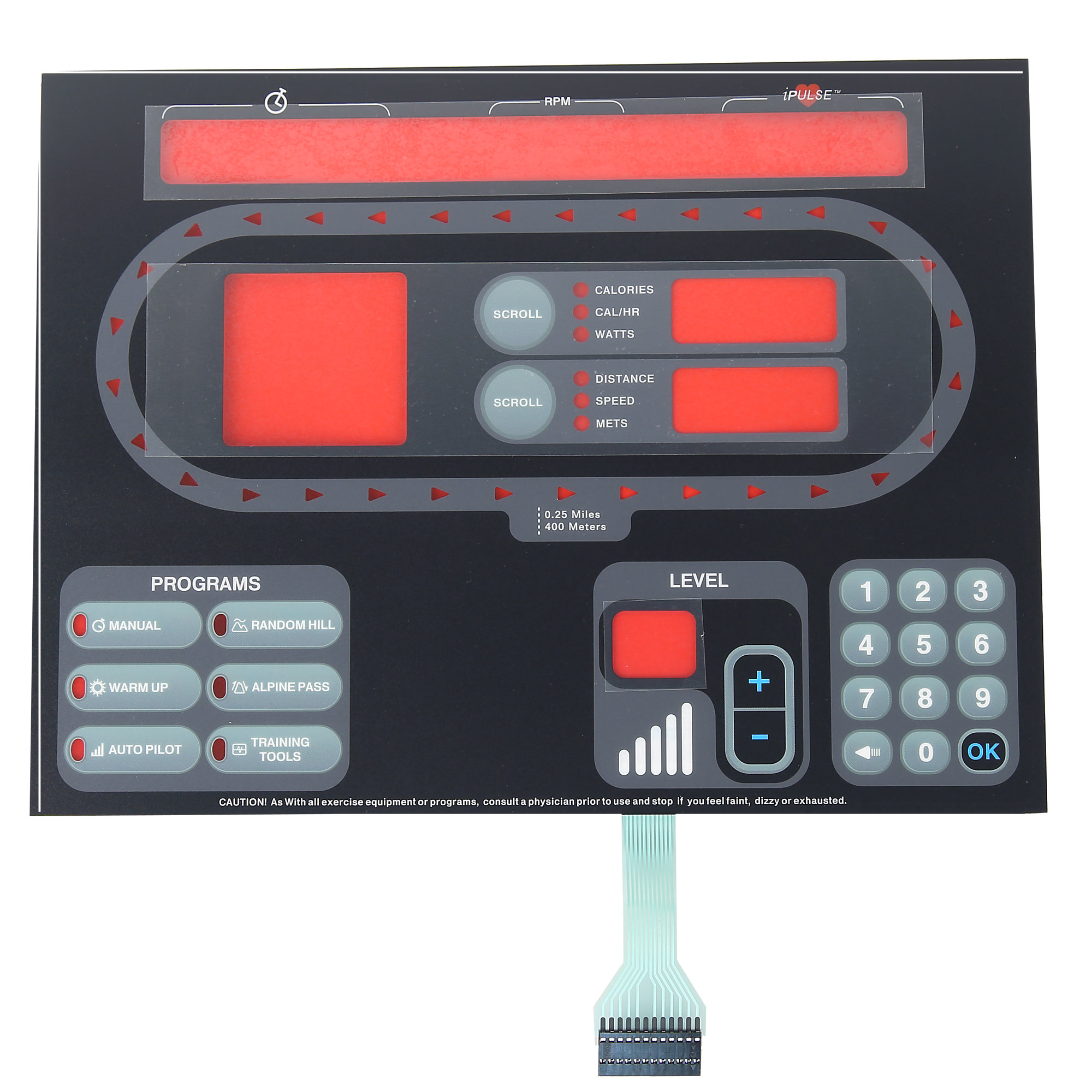 Keypad and Overlay for certain StarTrac E-UB and E-RB Bikes 718