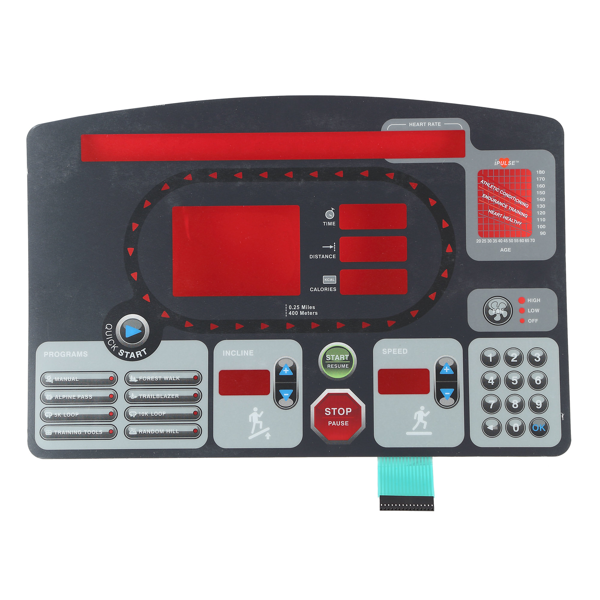 Overlay and Keypad for Display Panel, Star Trac 7700 Pro Tread