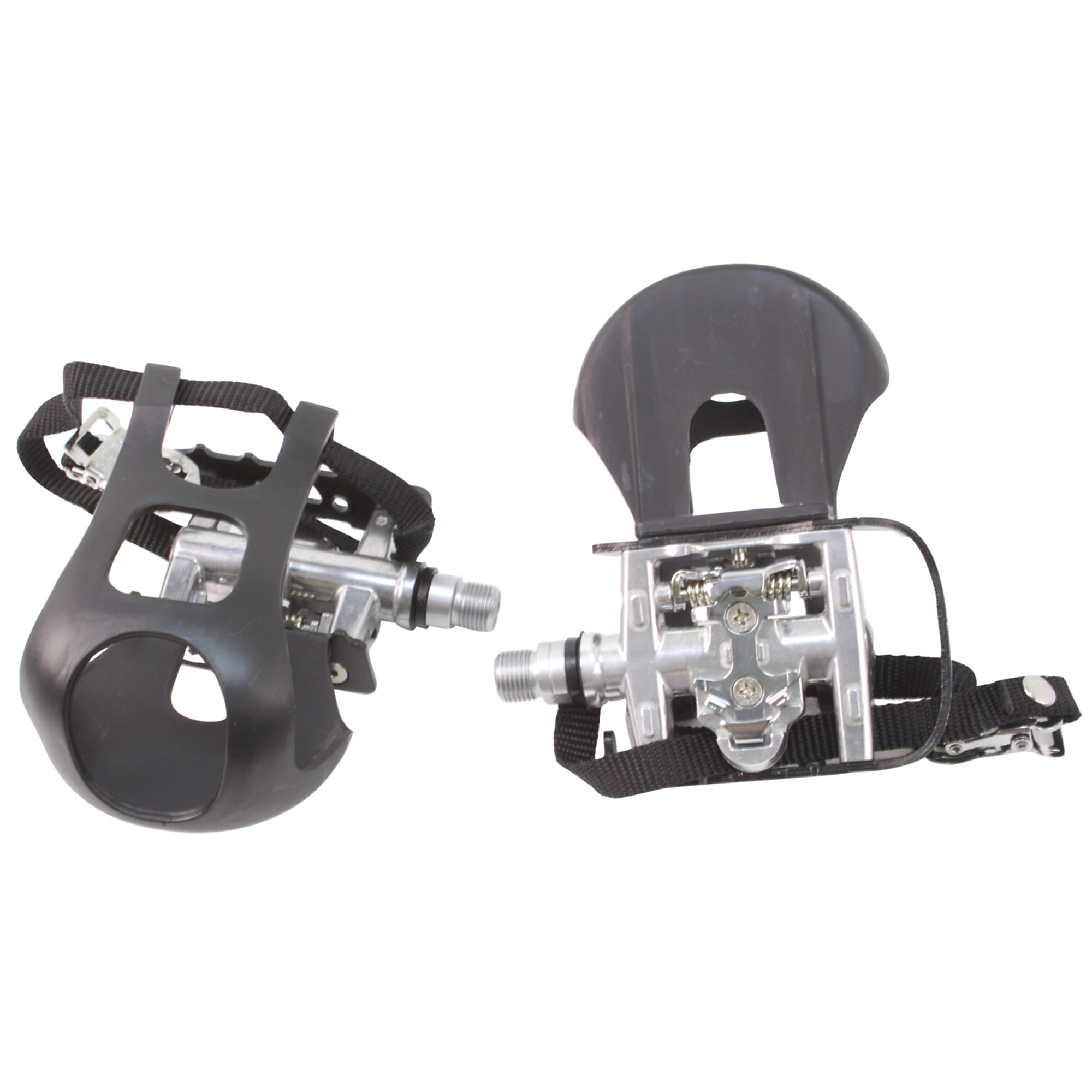 Bike Pedals, *SPD* Pedal Set with Toe Cages And Straps, 9/16"