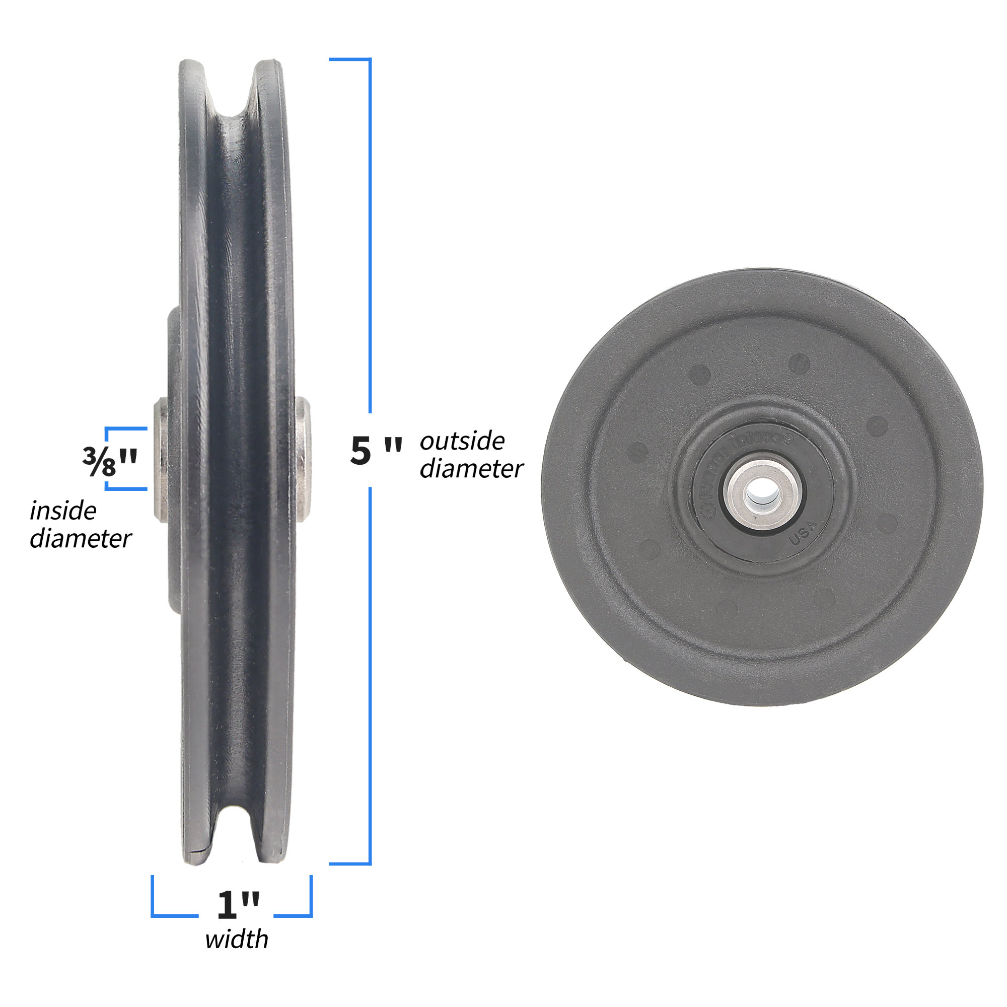 Cable Pulley, 5" Diameter with 3/8" ID