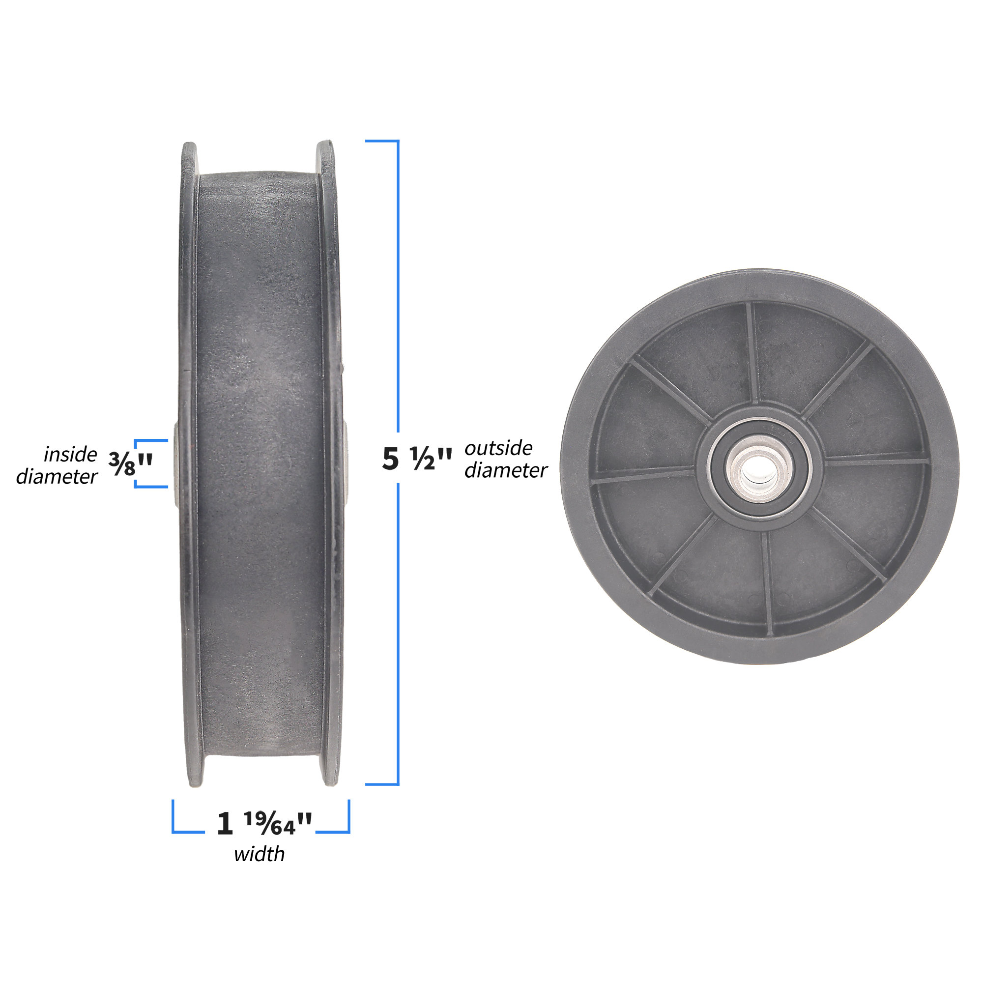 Flat Pulley, 5 1/2" Diameter, 3/8" ID