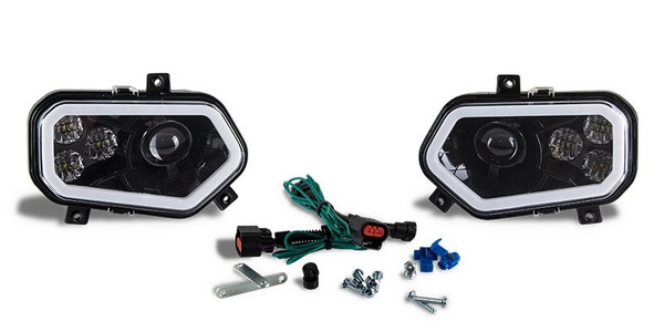 Polaris Sportsman 400 / 450 / 500 / 550 / 570 / 800 / 850 / 1000 Black LED with HALO Headlights & Harness by Quad Logic