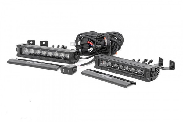 Polaris Sportsman / Sportsman Touring 8-inch Cree LED Light Bar (Single Row, Pair | Black Series w/ Cool White DRL) by Rough Country