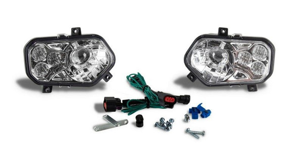 Polaris Sportsman 450/570 Chrome LED Headlights with Adapter Harnesses by Quad Logic