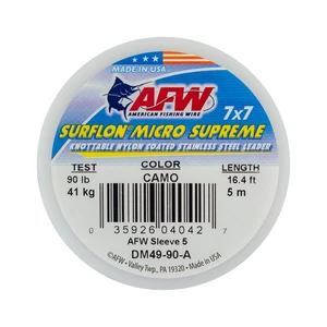 AFW Surfstrand Micro Supreme, Bare 7x7 Stainless Steel Leader Wire, 26 lb/12 kg test, .014 in/0.36mm dia, Camo, 16.4ft/5m