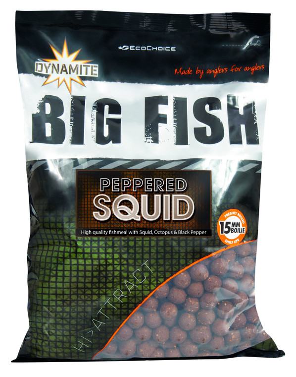 Dynamite Baits Big Fish Peppered Squid Shelflife Boilies 15mm 5kg