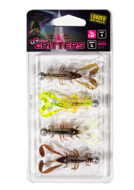 Fox Rage UV Micro Critter Mixed Colours 5cm x 4pcs Loaded 3g