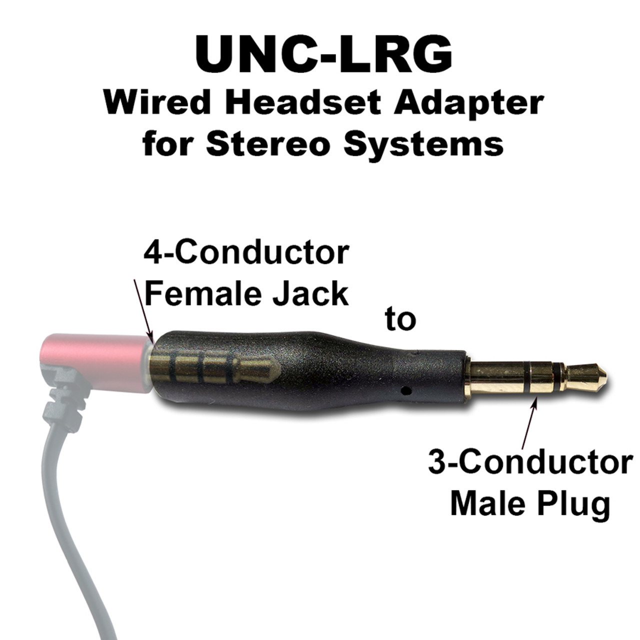 3.5mm 3-Conductor (Male Plug) to 3.5mm 4-Conductor (Female Jack) Headset  Adapter