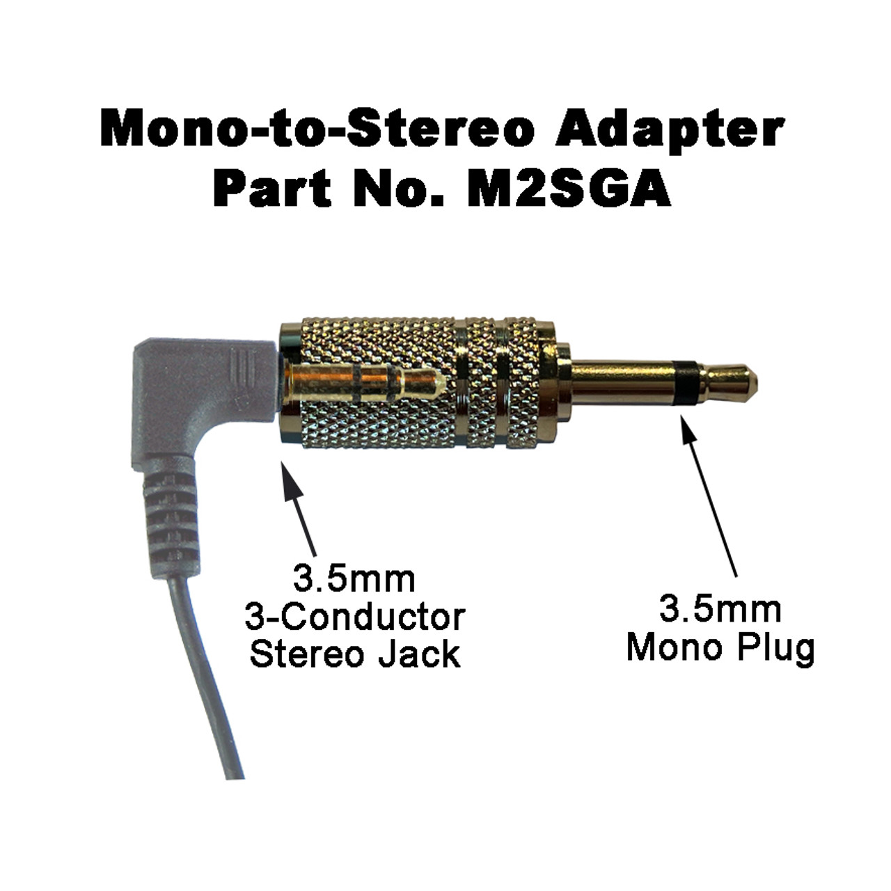 3-to-2-Conductor Gold-Plated Mono-to-Stereo Adapter