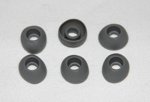 Rubber Earbud Eartips (Gray), Standard Size, Bag of 6