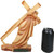 Road to Calvary Passion of Jesus Christ Carrying Weight of The Cross in Faux Cedar Wood Finish Figurine Christian Catholic Inspirational Accent