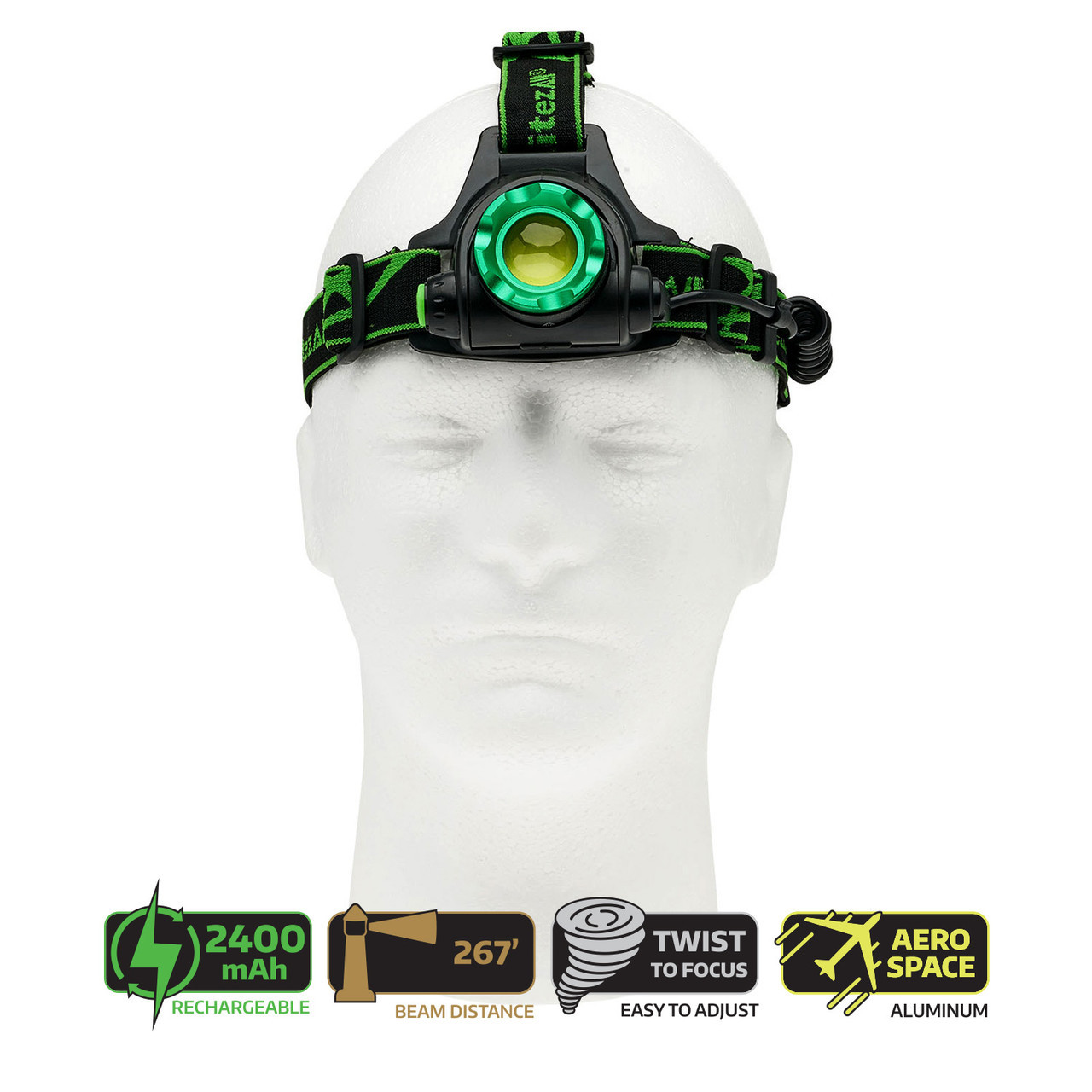 LitezAll 25188 Rechargeable Head Torch 1300 Lumens - Highland