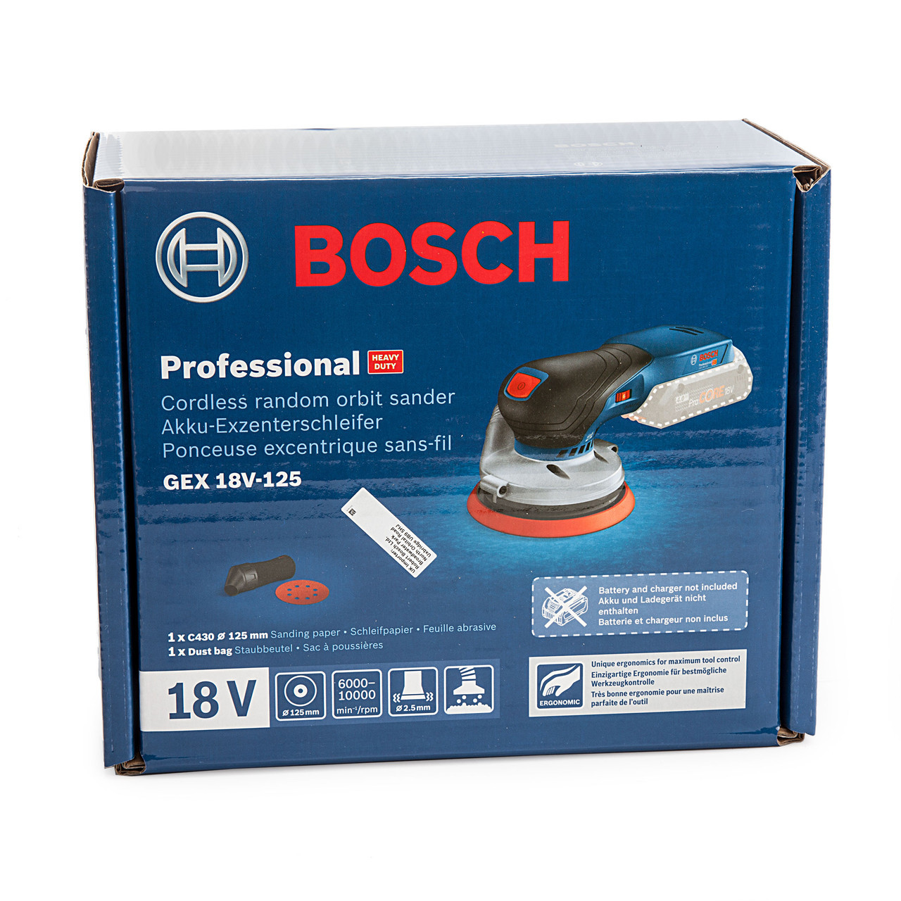 Ponceuse excentrique sans-fil GEX 18V-125, 0601372201 - Bosch