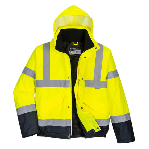 Hi-Vis Contrast Winter Bomber Jacket  (Yellow/Navy)