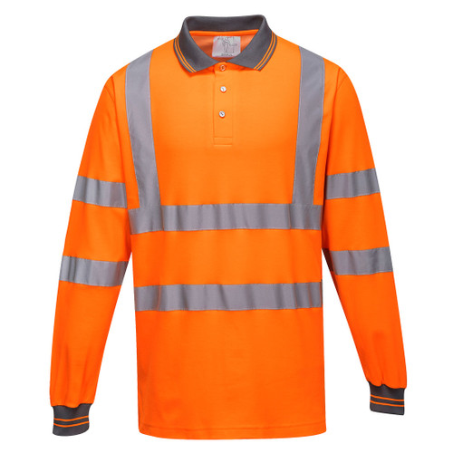 Hi-Vis Cotton Comfort Polo Shirt L/S  (Orange)