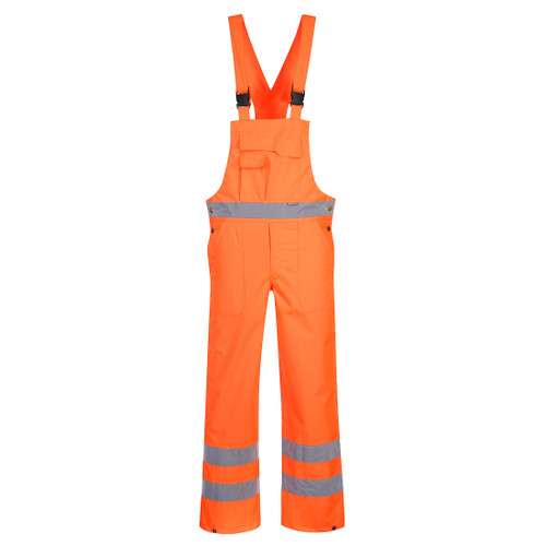 Hi-Vis Breathable Rain Bib and Brace (Orange)