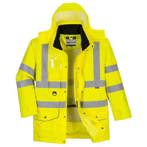 Hi-Vis Breathable 7-in-1 Traffic Jacket  (Yellow)