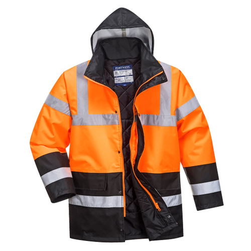 Hi-Vis Contrast Winter Traffic Jacket  (Orange/Black)