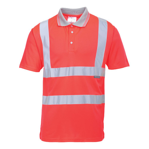 Hi-Vis Polo Shirt S/S  (Red)