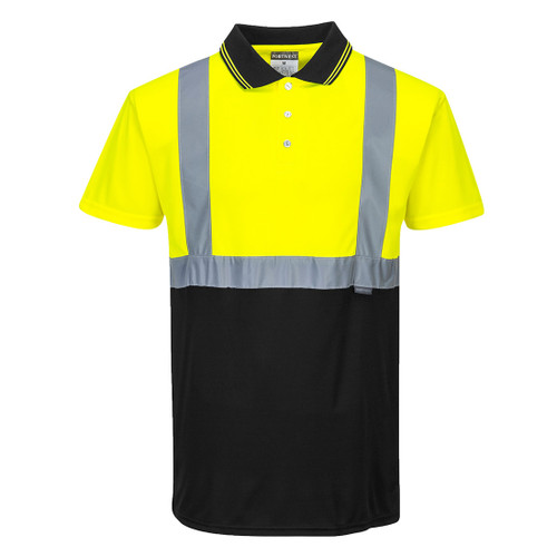 Hi-Vis Contrast Polo Shirt S/S  (Yellow/Black)