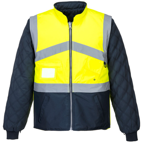 Hi-Vis Breathable 2-in-1 Contrast Reversible Jacket  (Yellow/Navy)