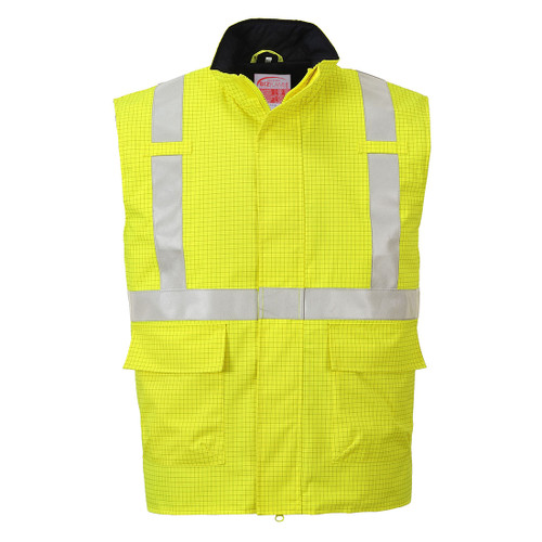 Bizflame Rain Hi-Vis Antistatic FR Bodywarmer (Yellow)