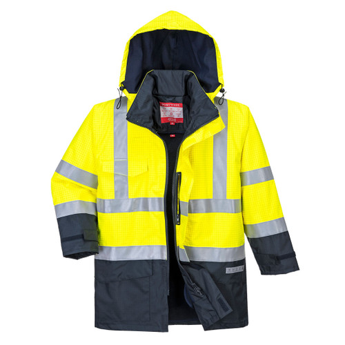 Bizflame Rain Hi-Vis Multi-Protection Jacket (Yellow/Navy)