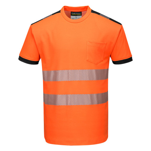 PW3 Hi-Vis Cotton Comfort T-Shirt S/S  (Orange/Black)