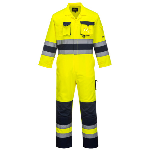Nantes Hi-Vis Contrast Work Coverall (Yellow/Navy)