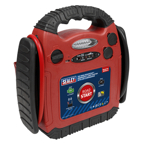 RoadStart¨ Emergency Jump Starter with Air Compressor 12V 900 Peak Amps (RS132)