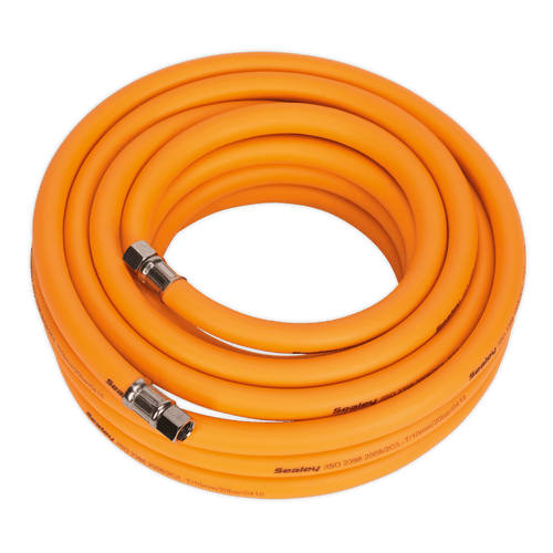 Air Hose 10m x ¯10mm Hybrid High-Visibility with 1/4"BSP Unions (AHHC1038)