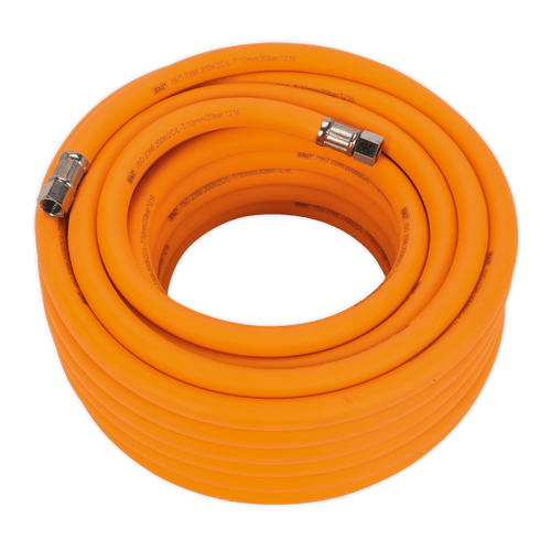 Air Hose 15m x ¯10mm Hybrid High-Visibility with 1/4"BSP Unions (AHHC1538)