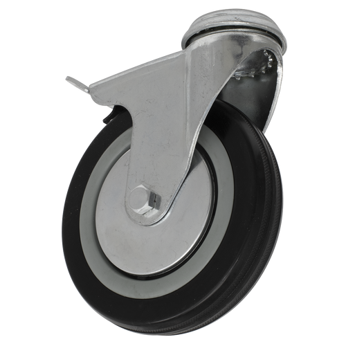 Castor Wheel Bolt Hole Swivel with Brake ¯125mm (SCW1125SBL)