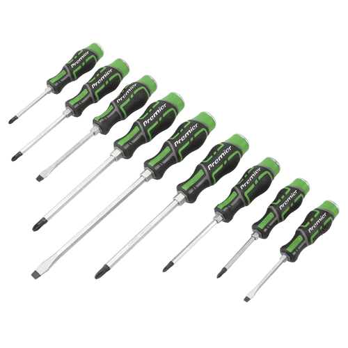 Sealey Hammer-Thru Screwdriver Set Hi-Vis Green 9pc