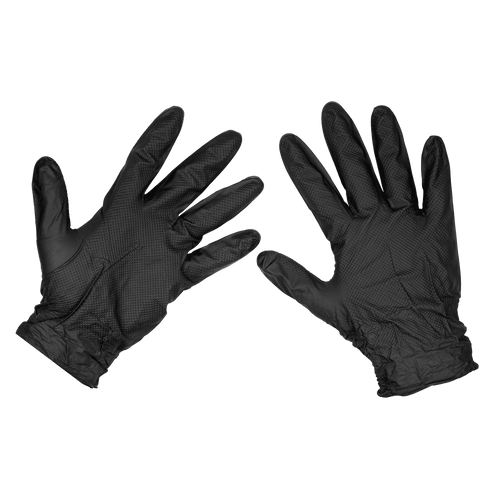 Sealey Black Diamond Grip Extra-Thick Nitrile Powder-Free Gloves X-Large - Pack of 50