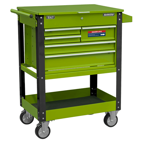 Sealey Heavy-Duty Mobile Tool & Parts Trolley with 5 Drawers and Lockable Top- Hi-Vis