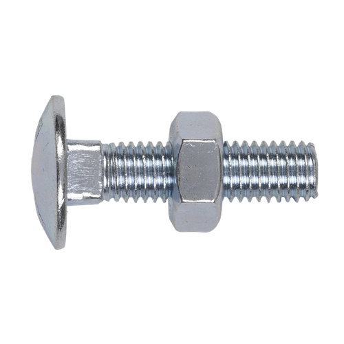 Sealey Coach Bolt & Nut M10 x 40mm Zinc Pack of 50 (CBN1040)