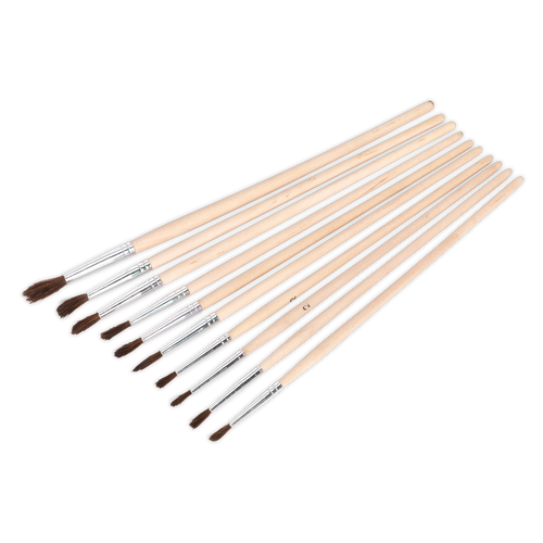 Touch-Up Paint Brush Assortment 10pc Wooden Handle (PB2)