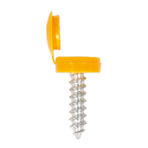 Numberplate Screw with Flip Cap 4.2 x 19mm Yellow Pack of 50 (NPY50)