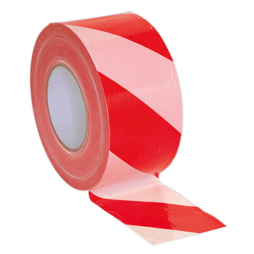 Hazard Warning Barrier Tape 80mm x 100m Red/White Non-Adhesive (BTRW)