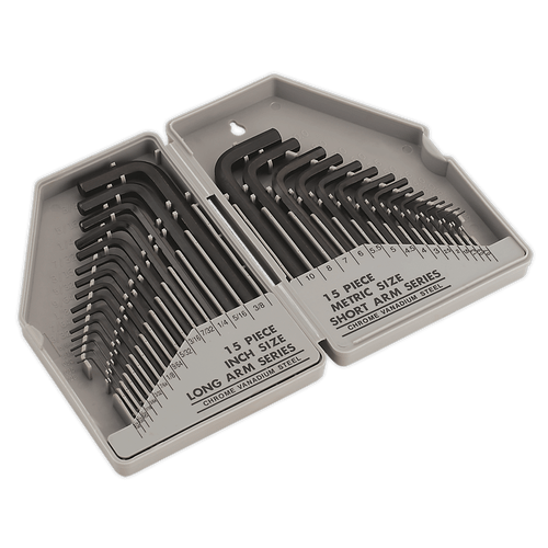 Hex Key Set 30pc Long/Short-Arm - Metric/Imperial (S0484)