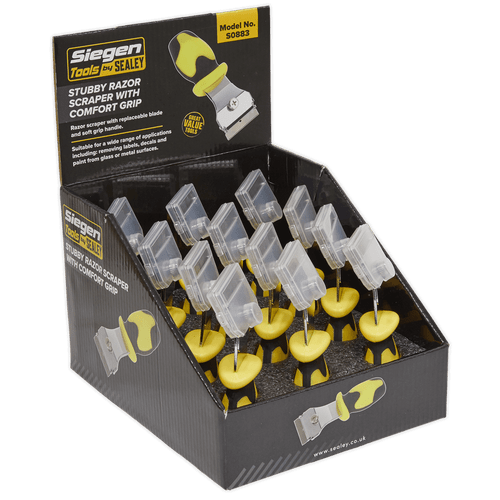 Razor Scraper with Comfort Grip Stubby Display Box of 12 (S0883)