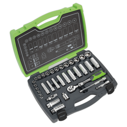 Socket Set 34pc 3/8"Sq Drive 6pt WallDrive¨ Metric (AK7960)