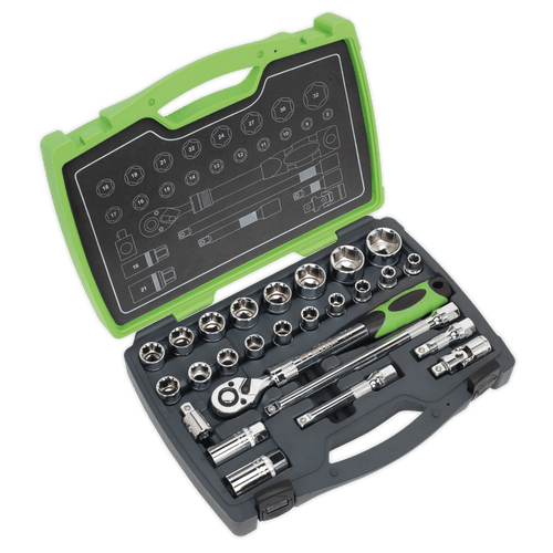 Socket Set 26pc 1/2"Sq Drive 6pt WallDrive¨ Metric (AK7961)